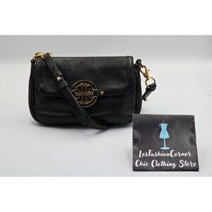 Tory Burch Women's Black Pebbled Leather Amanda Crossbody Bag Size Small 2725